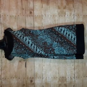 Dressbarn size 16 paisley turquoise blue brown black dress sleeveless